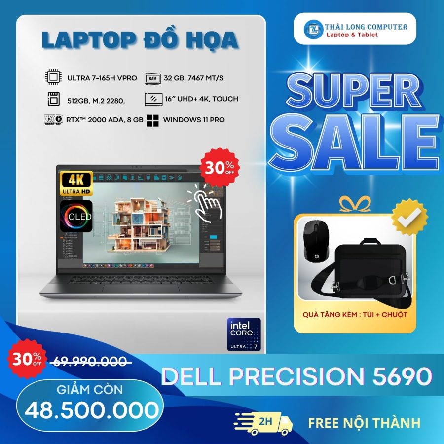 Dell Precision 5690 2024 Ultra 7/ 4K OLED Touch/ RTX 2000 Ada 8 GB