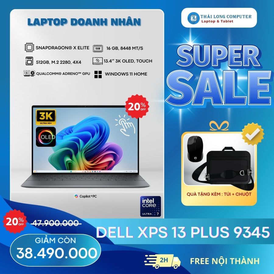 Dell XPS 13 9345 Snapdragon® X Elite / 3K OLED Touch