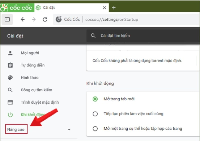 Khôi phục cài đặt mặc định hoặc cài đặt lại cốc cốc