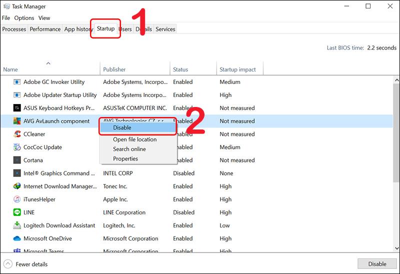 Vô hiệu hóa ứng dụng Startup trong Task Manager 