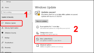 Gỡ cài đặt bản Windows Update gần nhất