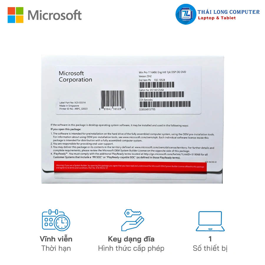 Microsoft Windows Pro 11 64Bit FQC-10528