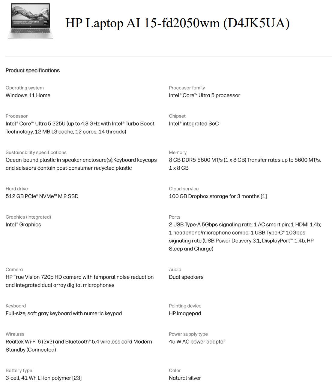 HP 15 fd2050wm
